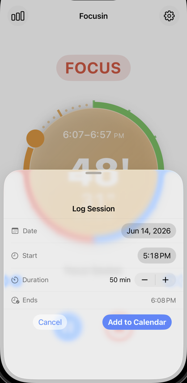 iPhone calendar logging